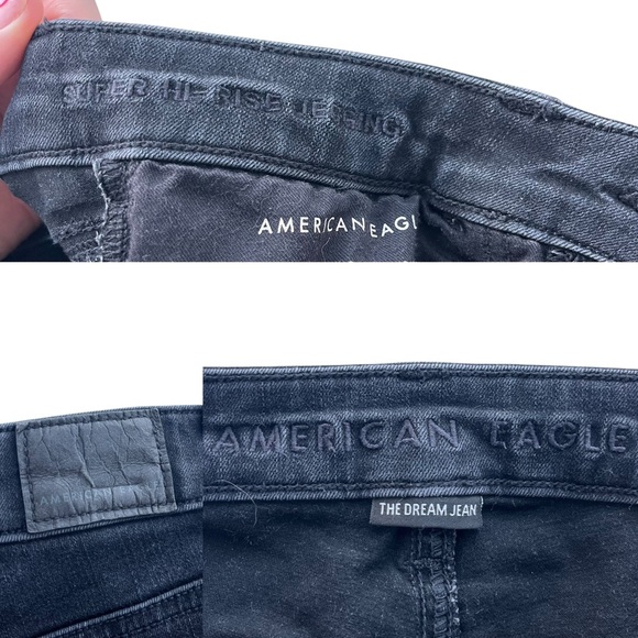 American Eagle Women’s 4 Short Black Denim The Dream Jean Super Hi-Rise Jeggings - Picture 4 of 16